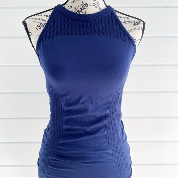 Athleta Diamond Mesh Navy Trophy Tank Top XS - Picture 5 of 8